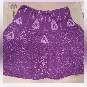 JPR boho Purple paisley Embroidered Women's Skirt medium